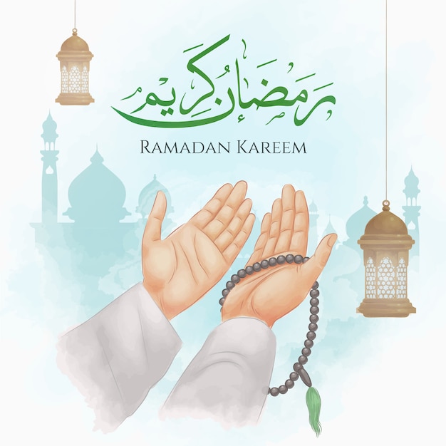 Mãos orando no Ramadã