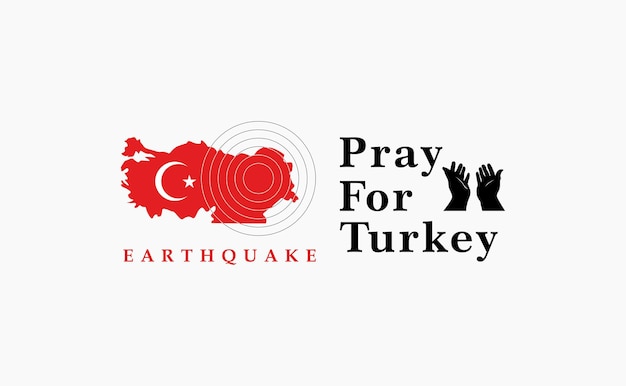 Mãos rezando para a turquia e a síria fundo de ilustração vetorial
