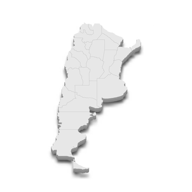 Mapa 3d com fronteiras de regiões