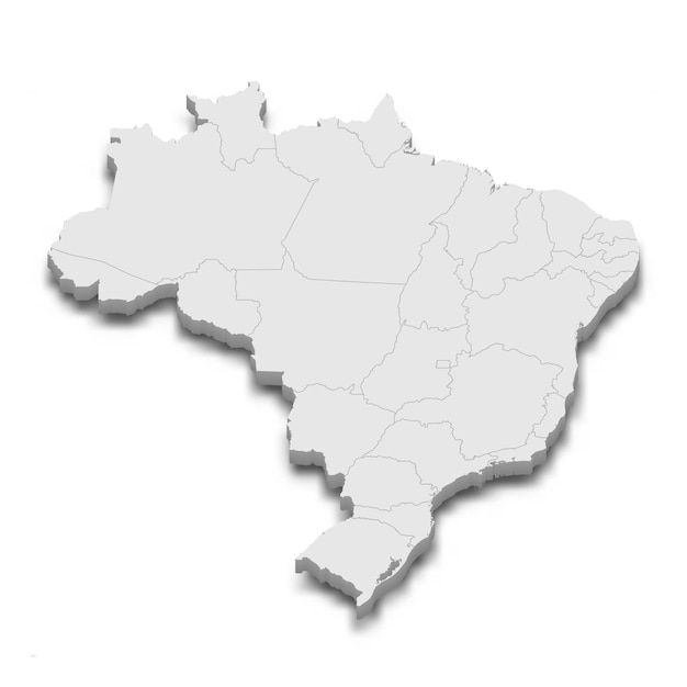 Mapa 3d com fronteiras de regiões