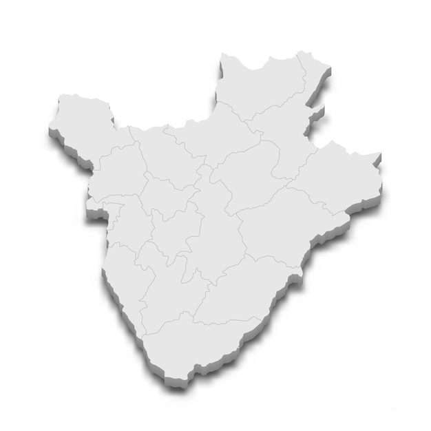 Vetor mapa 3d com fronteiras de regiões