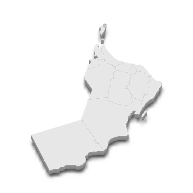Mapa 3d com fronteiras de regiões