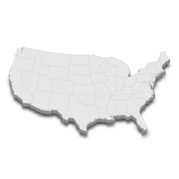 mapa 3D com fronteiras de regiões