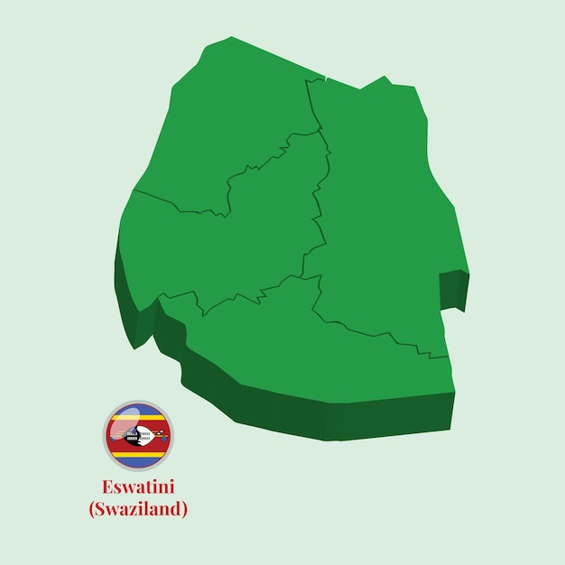 Mapa 3d da ilustração do vetor de eswatini suazilândia