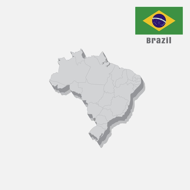 Mapa 3D do Brasil com seções separadas em fundo branco