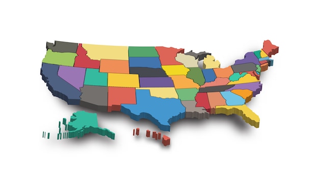 Mapa 3d dos estados unidos da américa