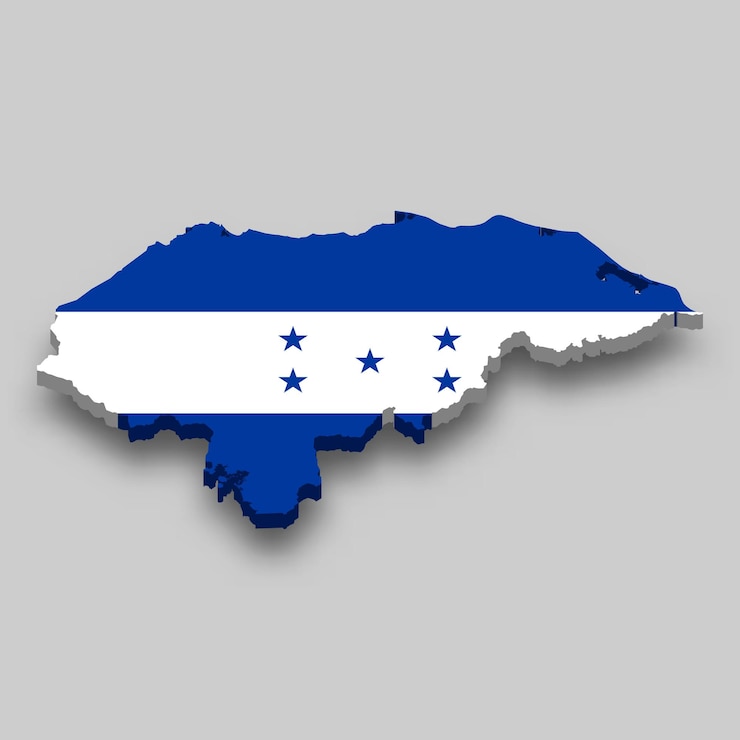 Vetor mapa 3d isométrico de honduras com a bandeira nacional.