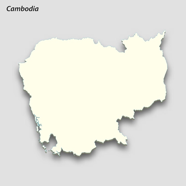 Mapa 3d isométrico do camboja isolado com sombra