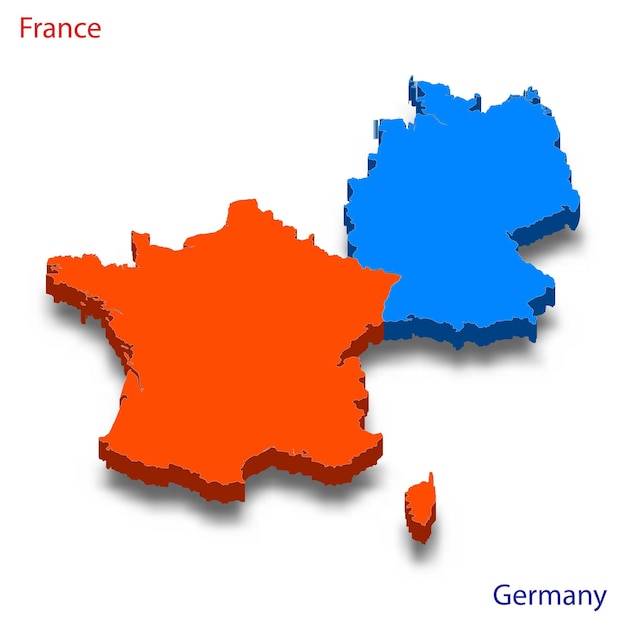 Mapa 3d relações frança e alemanha