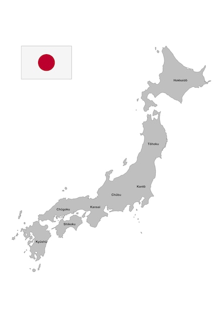 Vetor mapa administrativo do japão