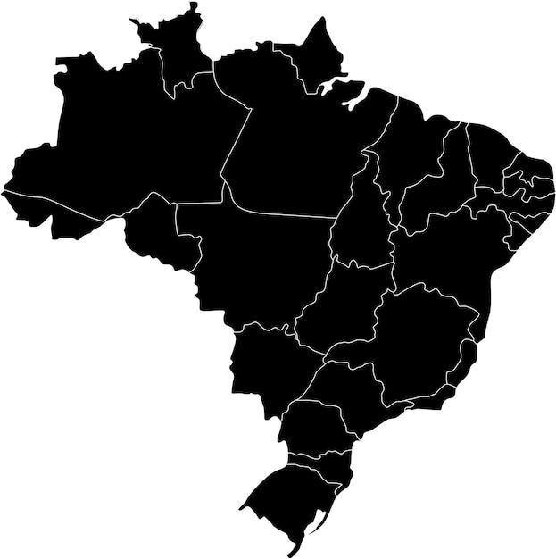 Vetor mapa básico do brasil em formato vetorial em estilo de linha de esboço