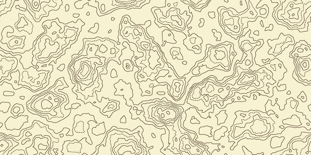 Mapa bege de topografia sem costura padrão com linhas pontilhadas e sólidas