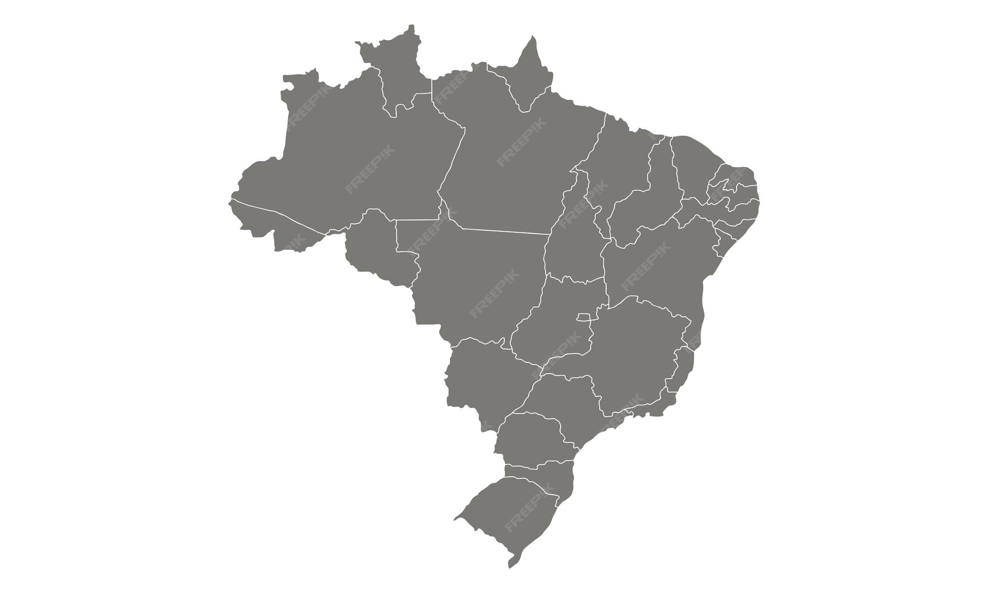 Mapa cinza do Brasil Vetor Premium