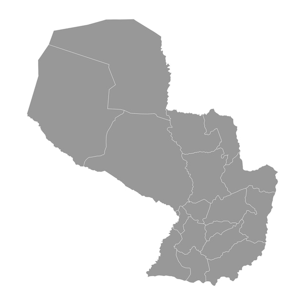 Mapa cinza dos departamentos do paraguai ilustração vetorial