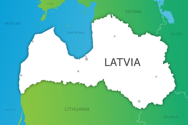 Mapa colorido de alta qualidade da Letônia cortado em papel