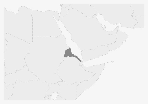 Mapa da áfrica com mapa destacado da eritreia