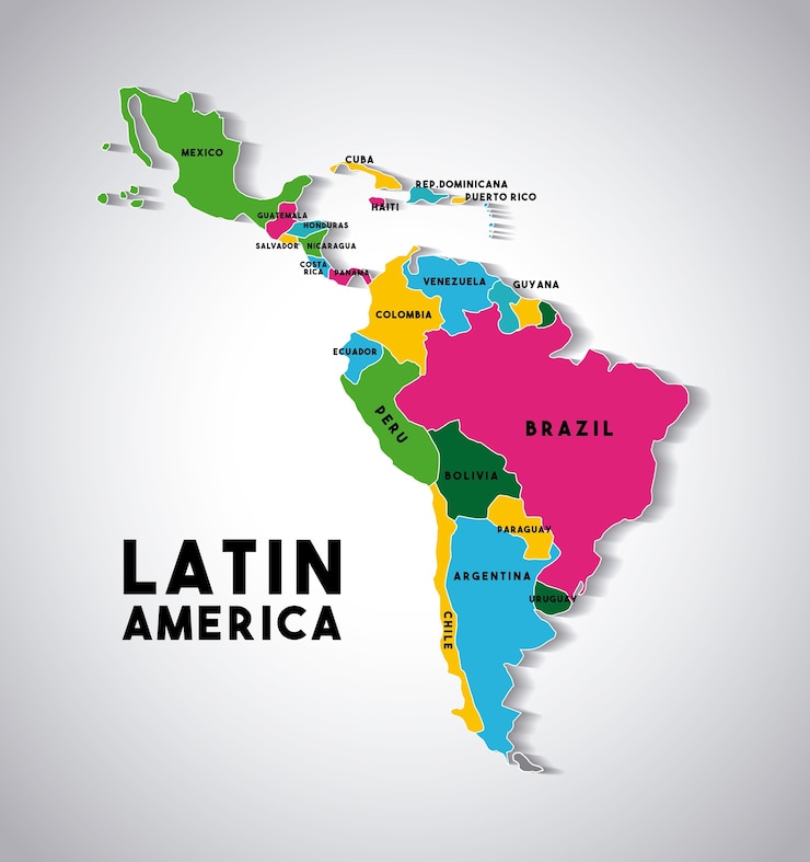 Vetor mapa da américa latina