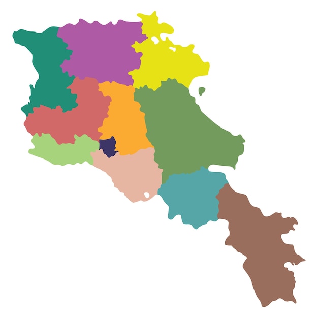 Mapa da armênia mapa da arménia em províncias administrativas em multicolor