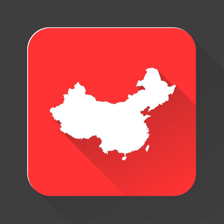 Mapa da China altamente detalhado com bordas isoladas no fundo Ilustração simples de ícone plano para web