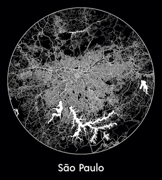 Vetor mapa da cidade américa do sul brasil são paulo ilustração vetorial