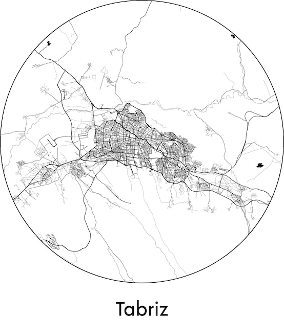 Vetor mapa da cidade ásia irã tabriz ilustração vetorial