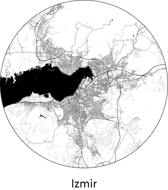 Mapa da cidade ásia turquia izmir ilustração vetorial