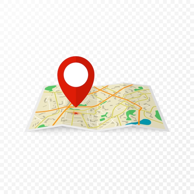 Mapa da cidade com marcador vermelho. Mapa abstrato da cidade. ilustração em design em fundo transparente