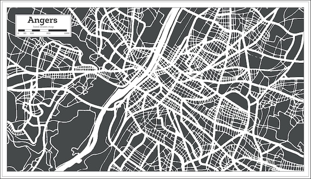 Mapa da cidade de angers france em estilo retro