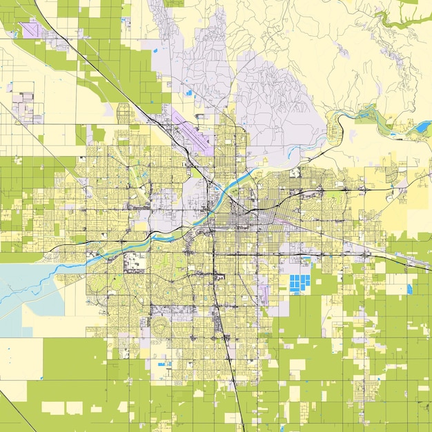 Vetor mapa da cidade de bakersfield, califórnia, eua