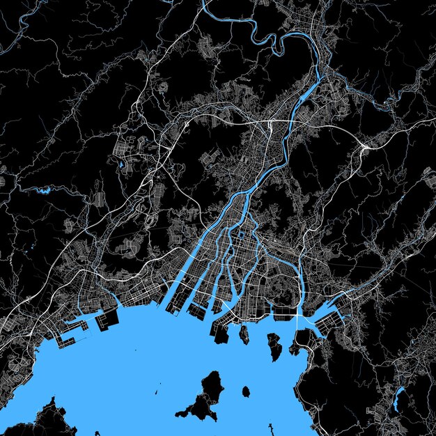 Vetor mapa da cidade de hiroshima, japão