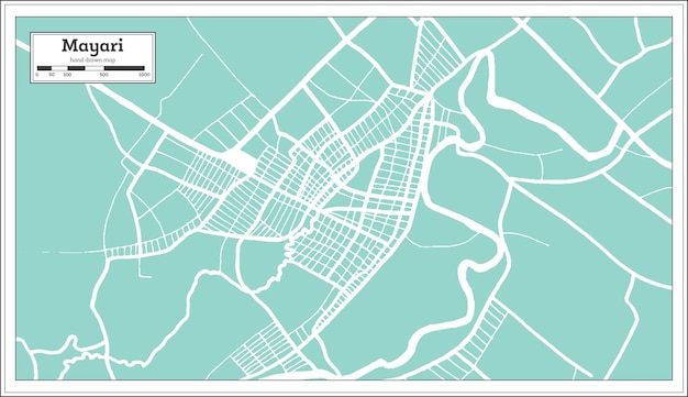 Vetor mapa da cidade de mayari cuba em estilo retrô. mapa de contorno. ilustração vetorial.