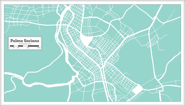 Mapa da cidade de palma soriano cuba em estilo retrô mapa de contorno