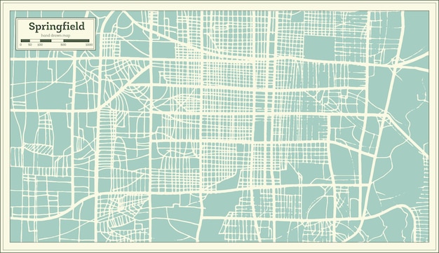 Mapa da cidade de springfield eua em estilo retro. mapa de contorno. ilustração vetorial.