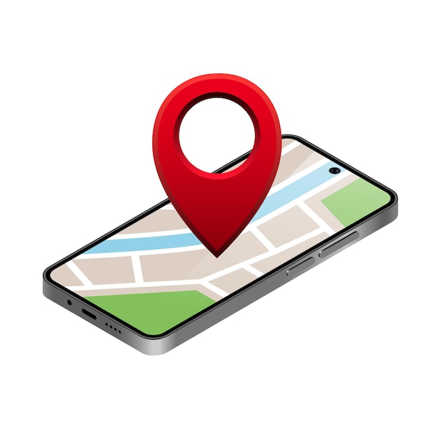 Mapa da cidade em um smartphone Clipart 3D vetorial isolado em fundo branco