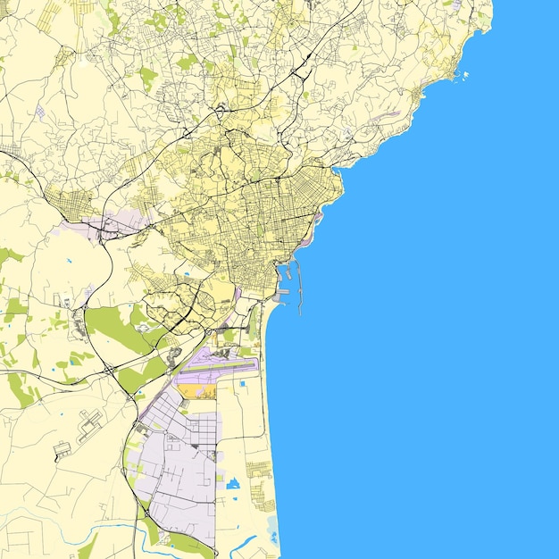 Vetor mapa da cidade metropolitana de catania, itália