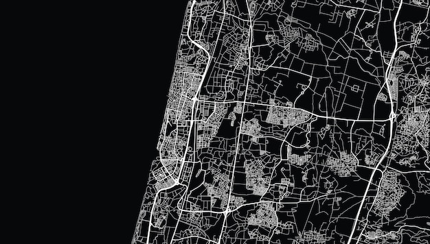 Mapa da cidade vetorial urbana de Netanya Israel Oriente Médio