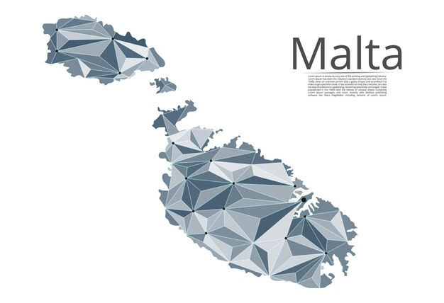 Vetor mapa da conexão de malta imagem vetorial lowpoly de um mapa global com luzes na forma de cidades