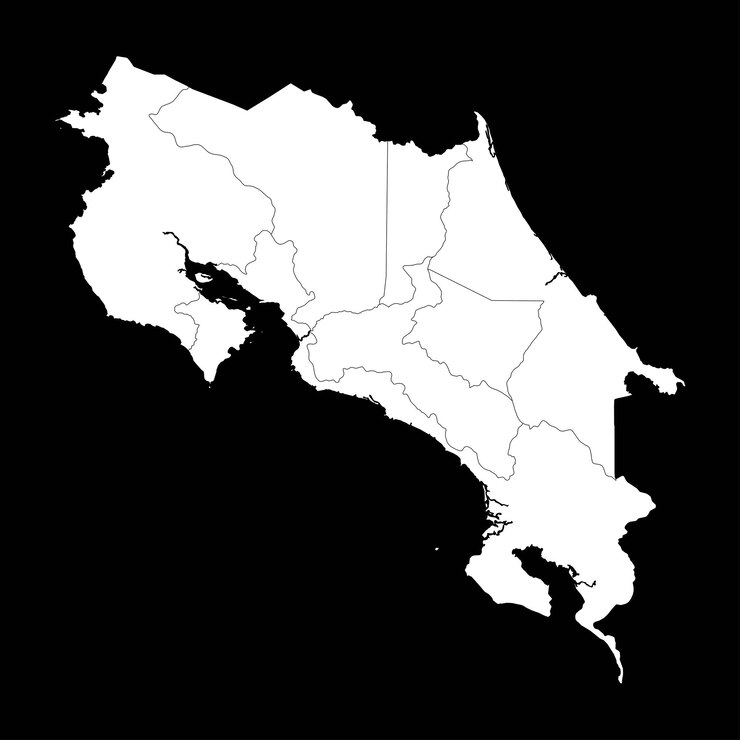 Vetor mapa da costa rica com divisões administrativas ilustração vetorial