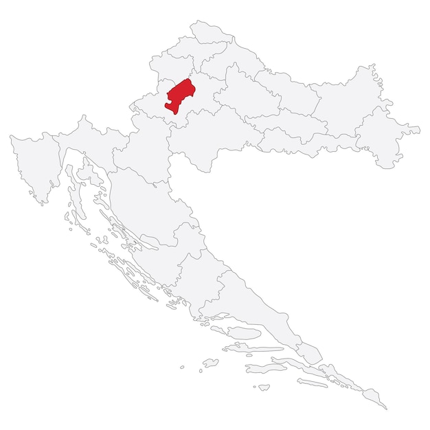 Vetor mapa da croácia com zagreb como capital