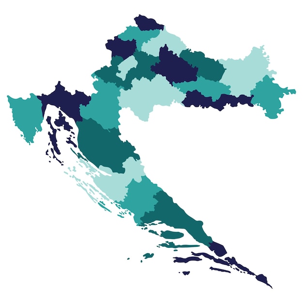 Vetor mapa da croácia mapa da croácia em províncias administrativas em multicolor