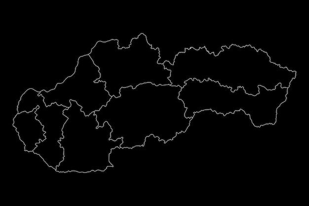 Mapa da eslováquia com ilustração vetorial de regiões