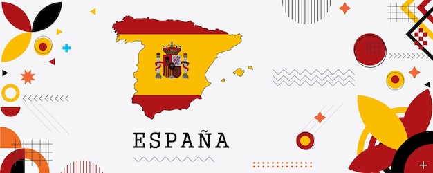 Vetor mapa da espanha bandeira dia nacional banner design bandeira tema arte web ilustração vetorial de fundo