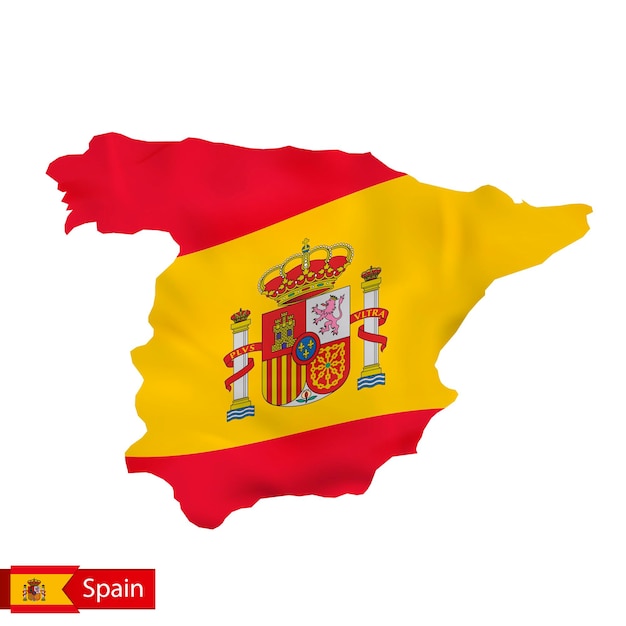 Mapa da Espanha com bandeira da Espanha