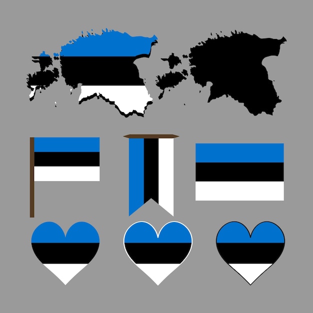 Mapa da estônia e bandeira da estônia ilustração vetorial