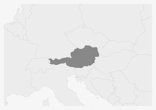 Vetor mapa da europa com o mapa destacado da áustria