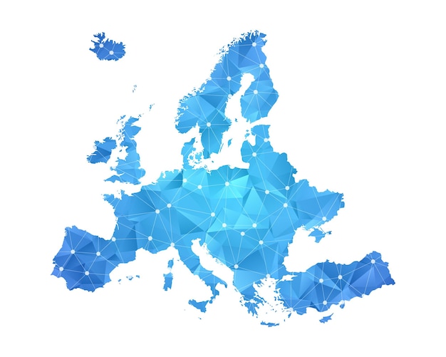 Mapa da europa - gráfico gradiente abstrato geométrico amarrotado triangular baixo estilo poli