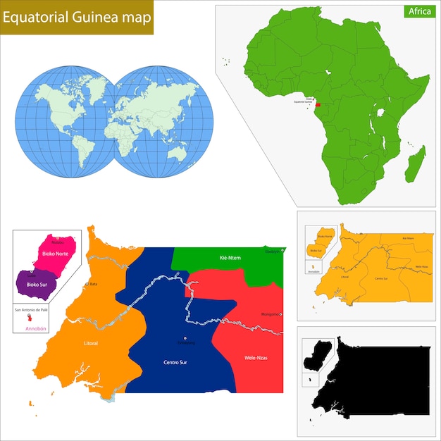 Vetor mapa da guiné equatorial