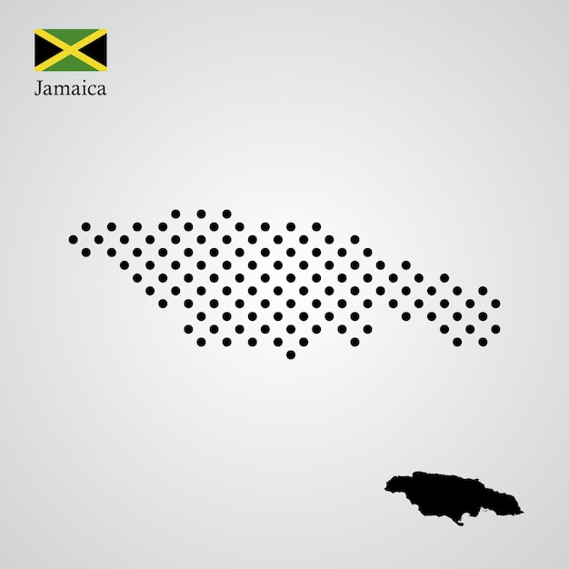 Vetor mapa da jamaica em silhueta em estilo semitono