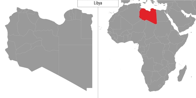 mapa da Líbia e localização na ilustração vetorial do mapa de África