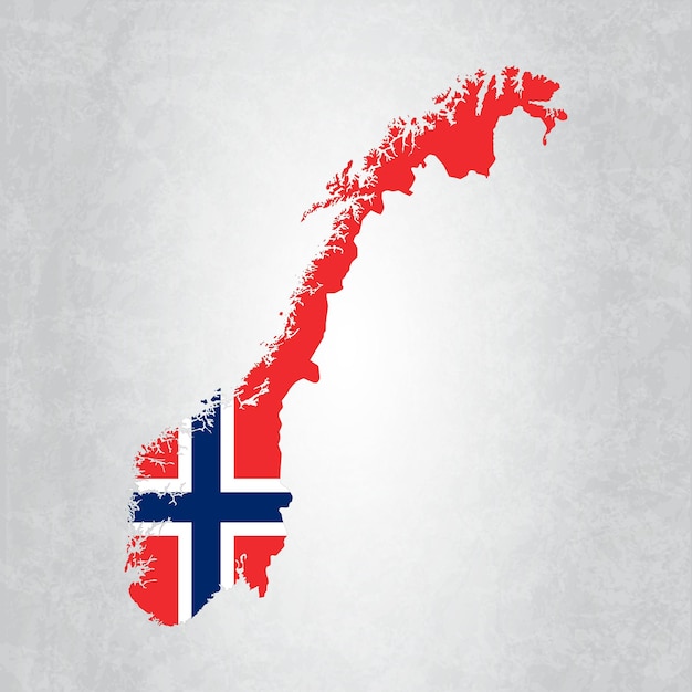 Mapa da noruega com bandeira